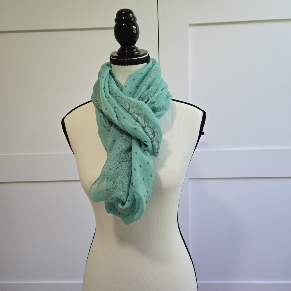 Vince Aqua Scarf with Lace Accents